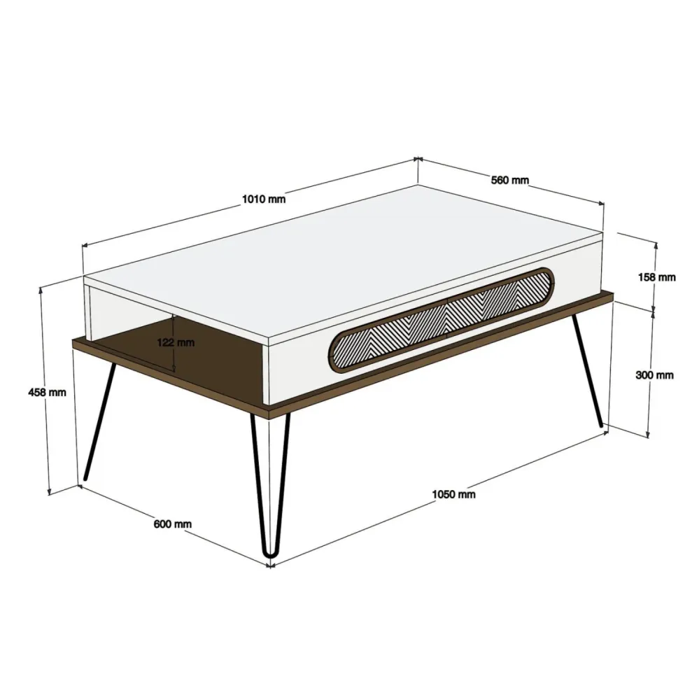 Холна маса 9500 цвят орех-крем 105x56x45.8см