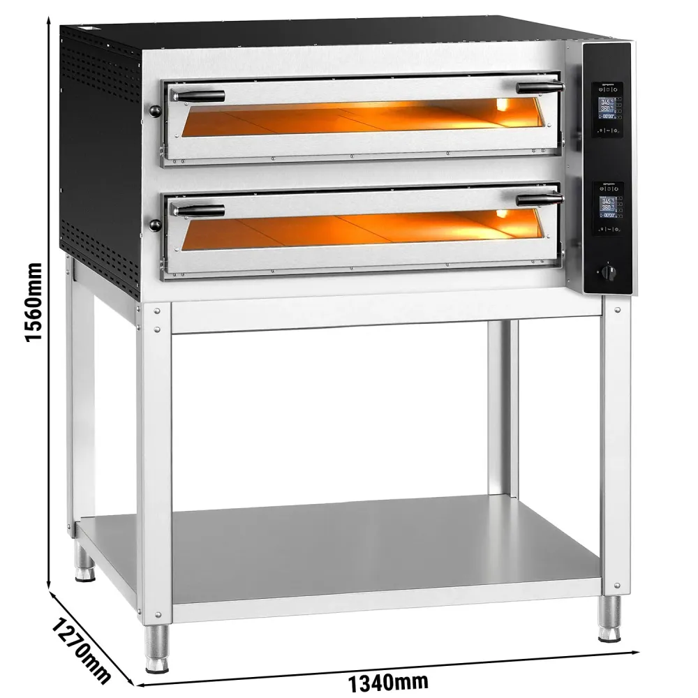 Професионална Електрическа фурна за пица - 9+9x Ø35cm - Дигитално - до 400°C - вкл. Основа от неръждаема стомана за фурни...