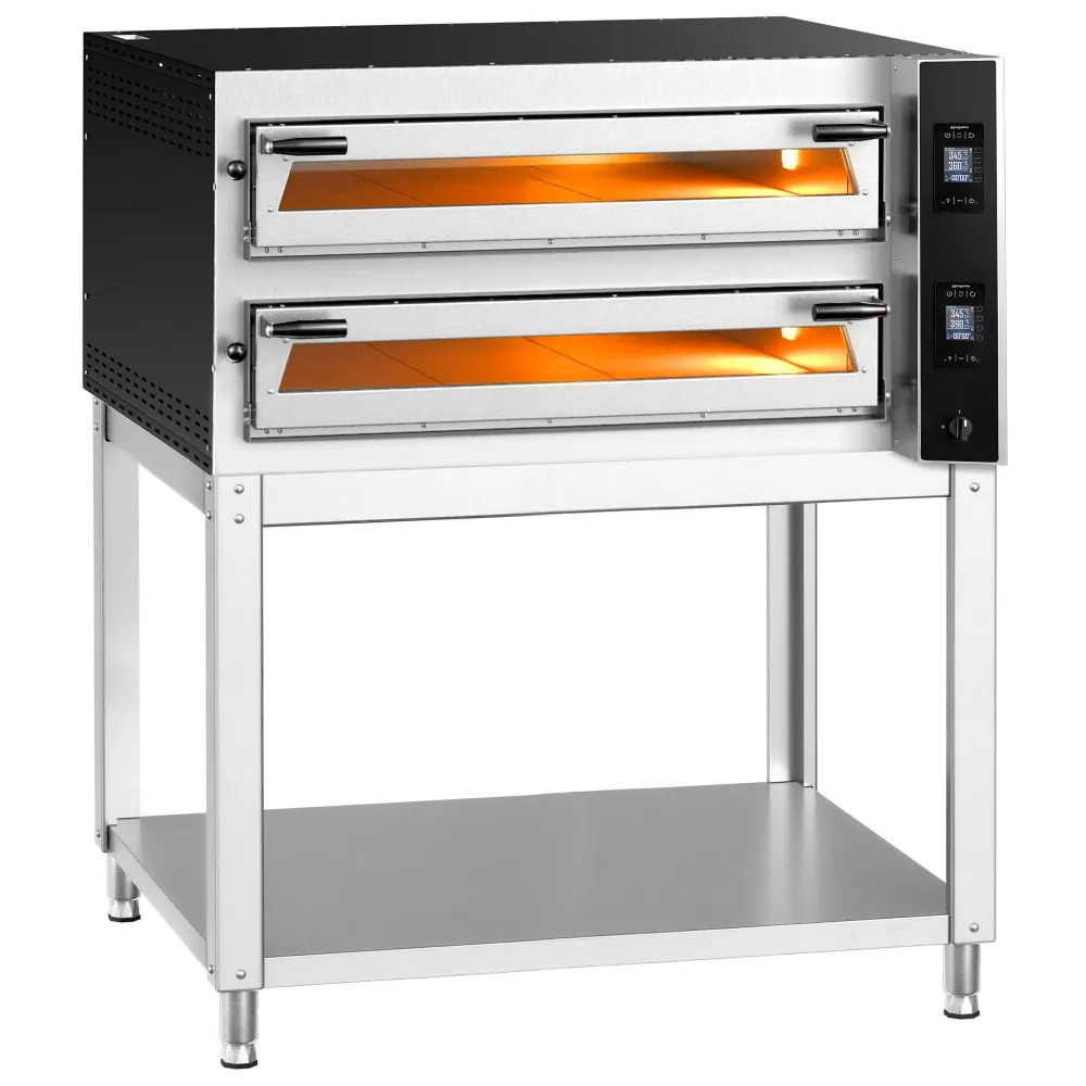 Професионална Електрическа фурна за пица - 9+9x Ø35cm - Дигитално - до 400°C - вкл. Основа от неръждаема стомана за фурни...