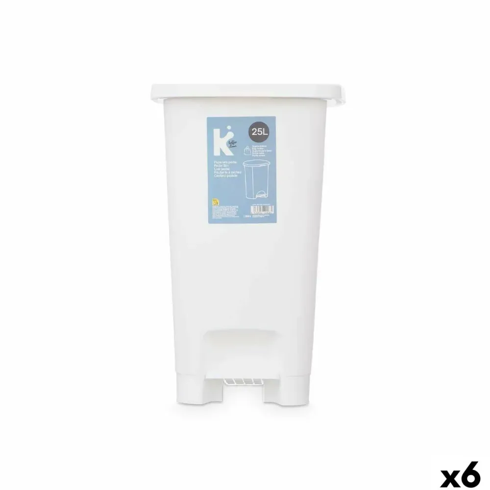 Кошче с педал ABK-142 2 Бял Пластмаса 25 L (6 броя)