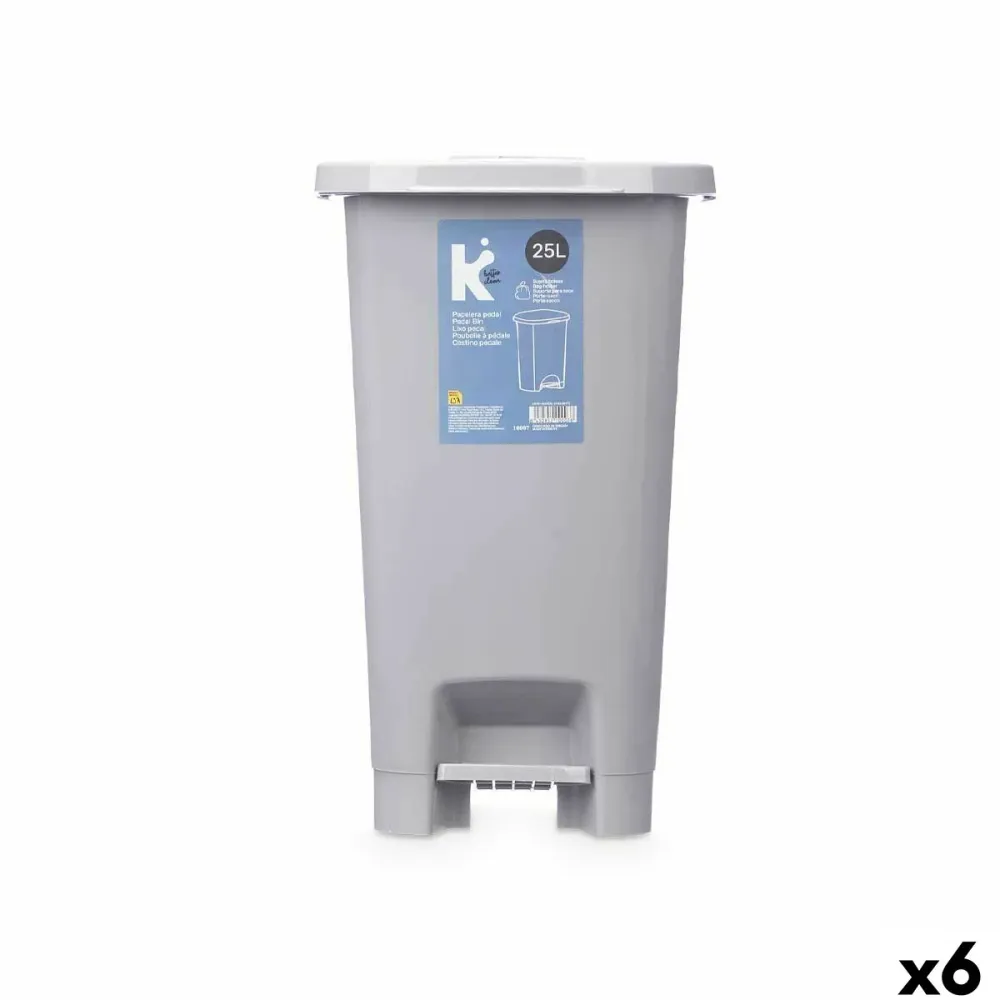 Кошче с педал ABK-142 1 Сив Пластмаса 25 L (6 броя)