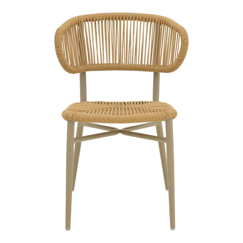 Градински стол AGUS алуминий/ратан стифиращ се в кафяв нюанс 55x63x77см