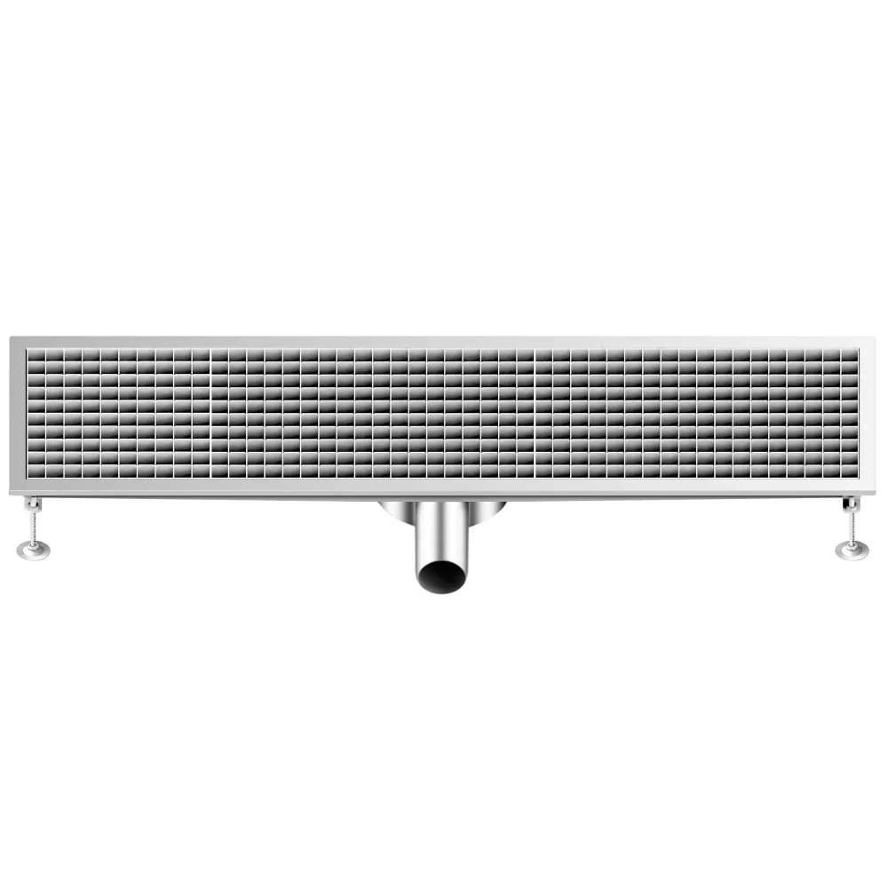 Отводнителен канал от неръждаема стомана AISI 304 - 1200x300mm - ниска монтажна височина - страничен изход - Ø70mm