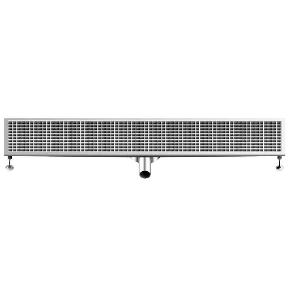 Отводнителен канал от неръждаема стомана AISI 304 - 1650x300mm - ниска монтажна височина - страничен изход - Ø70mm
