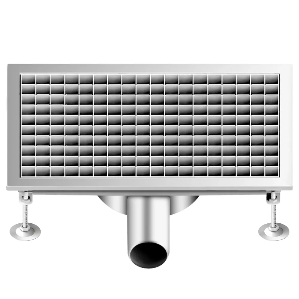 Отводнителен канал от неръждаема стомана AISI 304 - 500x300mm - ниска монтажна височина - страничен изход - Ø70mm