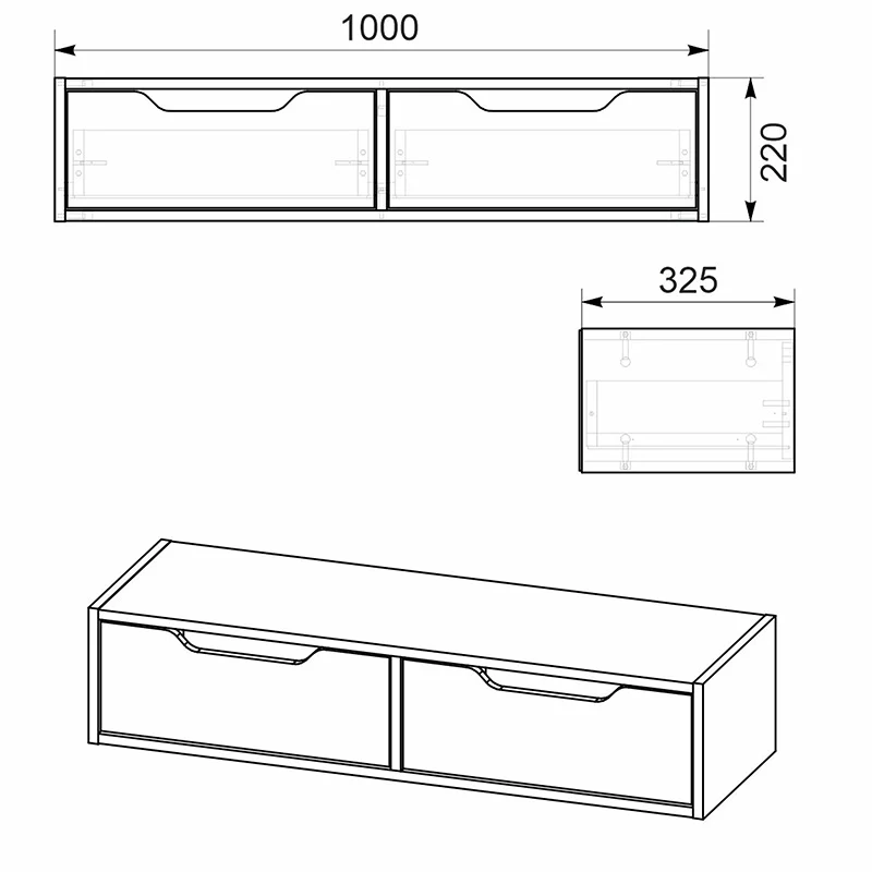 Висяща конзола-тоалетка Alberto орех 100x32.5x22см