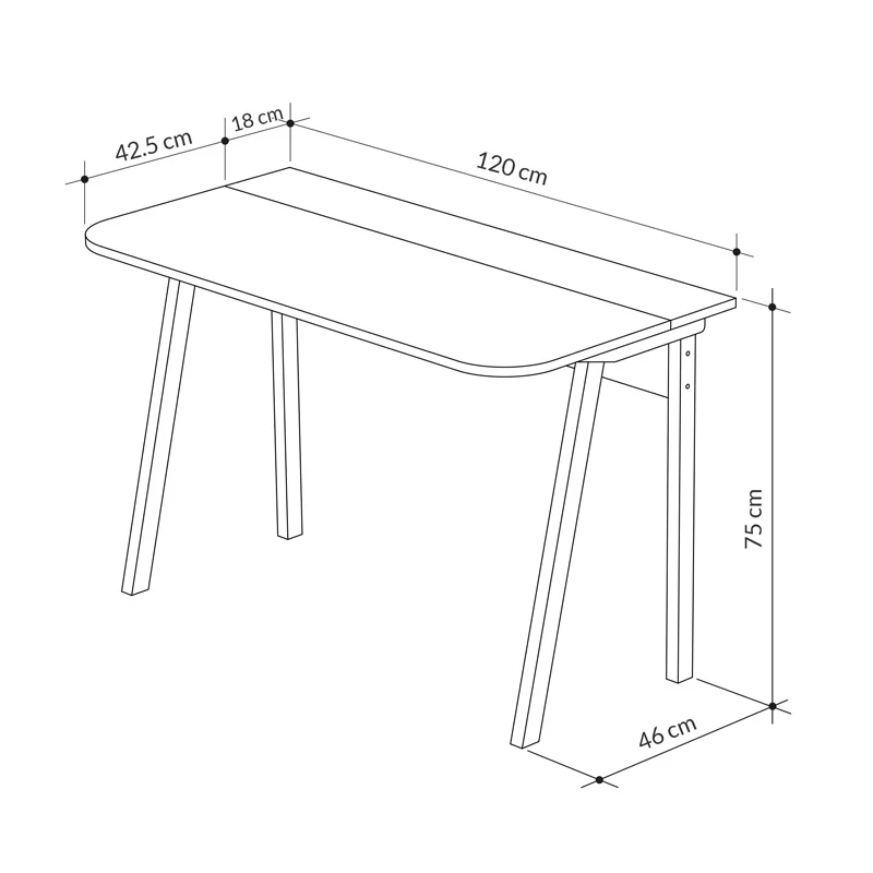 Учебно бюро Мalia в цвят бяло-натурален-мока 120x60.5x75см