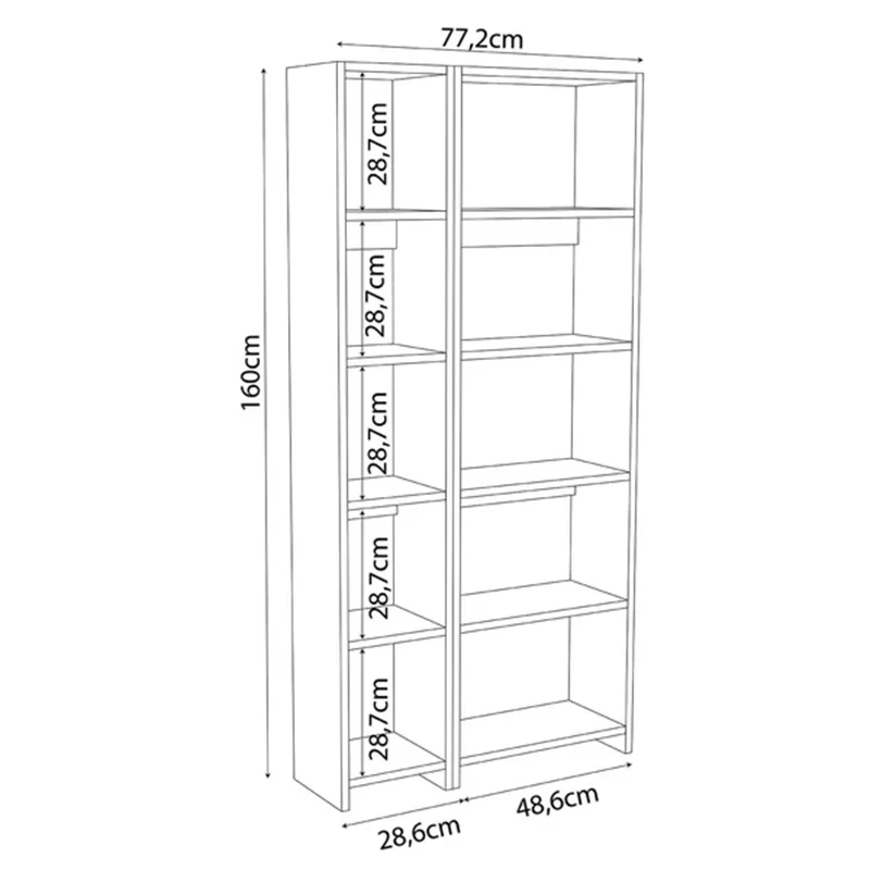 Библиотека Alkathi в цвят антрацит 77x22x160см