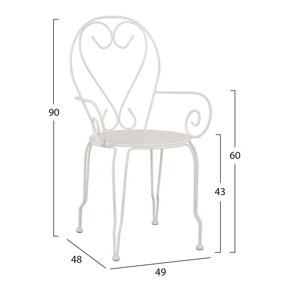 Стол метален AMORE бял цвят 49x48x90