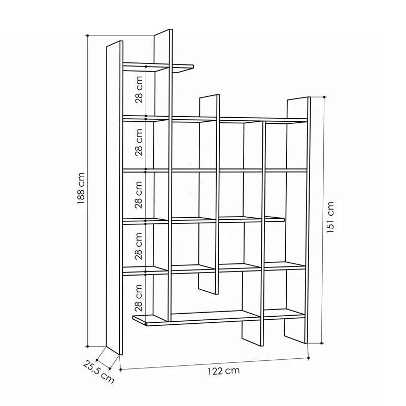 Етажерка Мanco в цвят дъб 122x25.5x188см