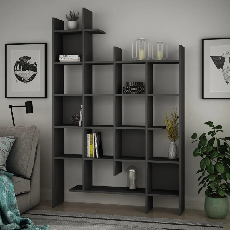 Библиотека Мanco в тъмно сив цвят 122x25.5x188см