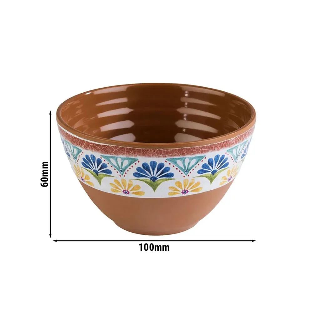 (6 бр.) Купичка - ARABESQUE - Меламин - 200ml - Ø 100mm - Теракота/Синьо
