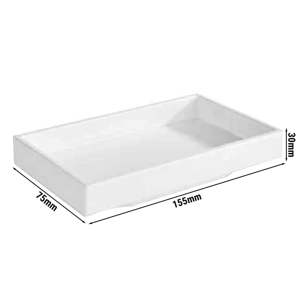 (6 бр.) Купичка - ASIA PLUS - Меламин - 150ml - правоъгълна - 155x95mm - Дълбочина: 30mm - Бяло