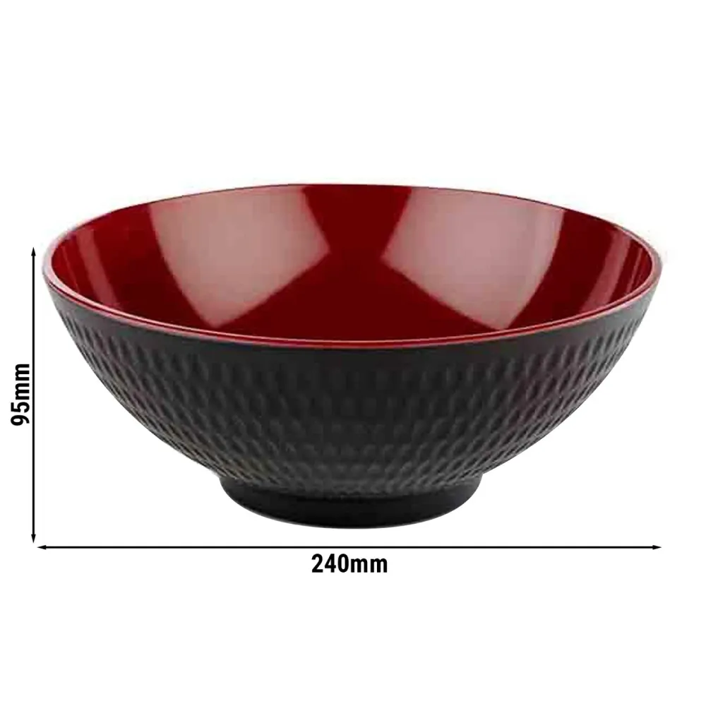 (6 бр.) Купа - ASIA PLUS - Меламин - 2.2L - Ø 240mm - Дълбочина: 95mm - Черно/Червено