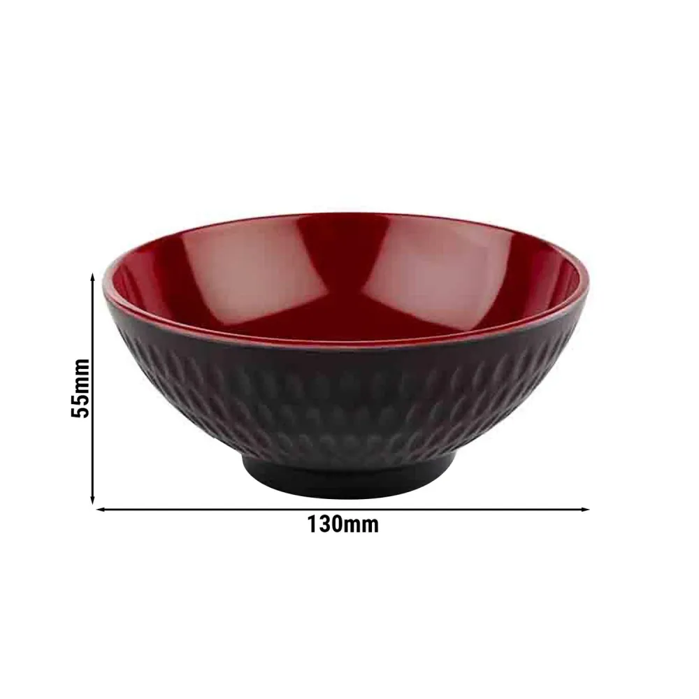 (6 бр.) Купичка - ASIA PLUS - Меламин - 350ml - Ø 130mm - Дълбочина: 55mm - Черно/Червено