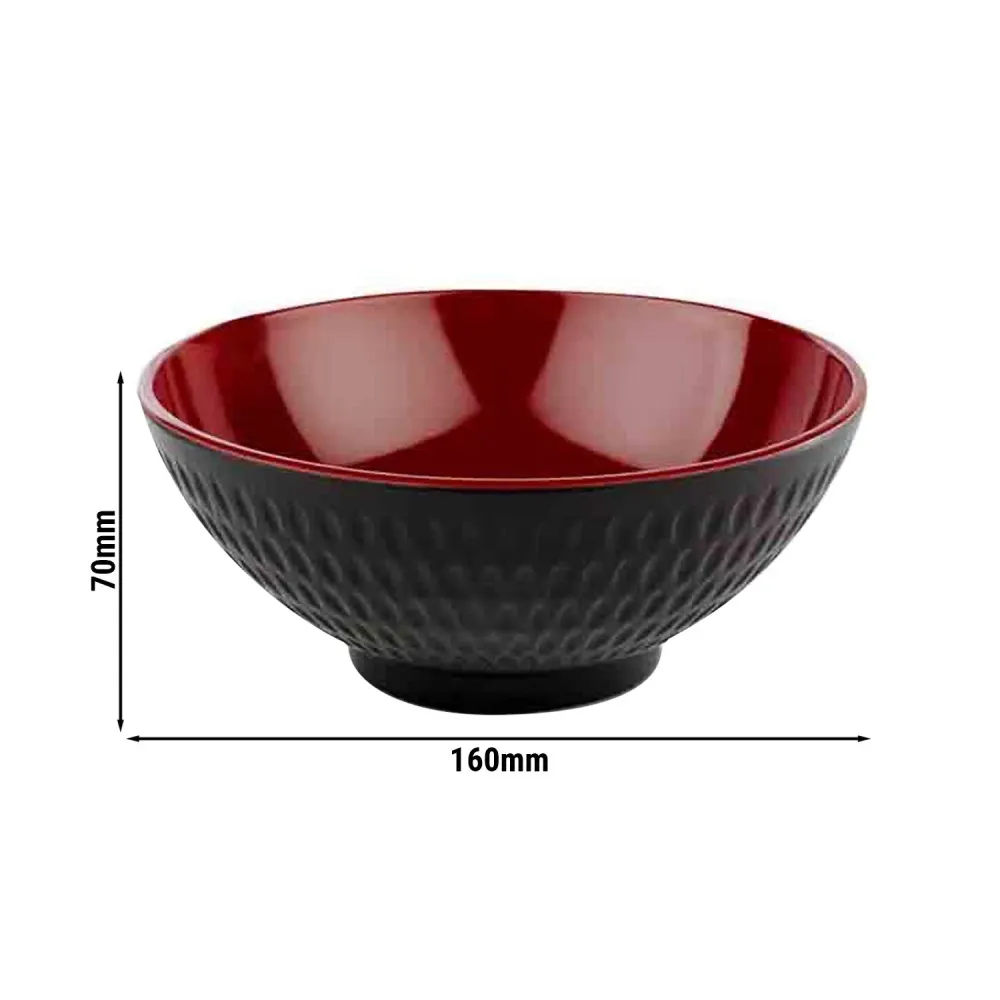 (6 бр.) Купа - ASIA PLUS - Меламин - 600ml - Ø 160mm - Черно/Червено