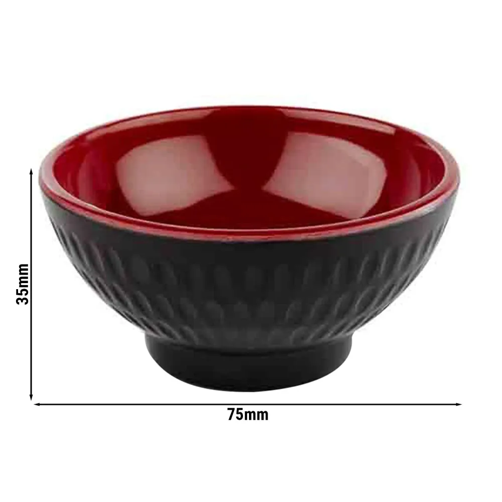 (6 бр.) Купички за сос - ASIA PLUS - Меламин - 60ml - Ø75mm - Черен/Червен