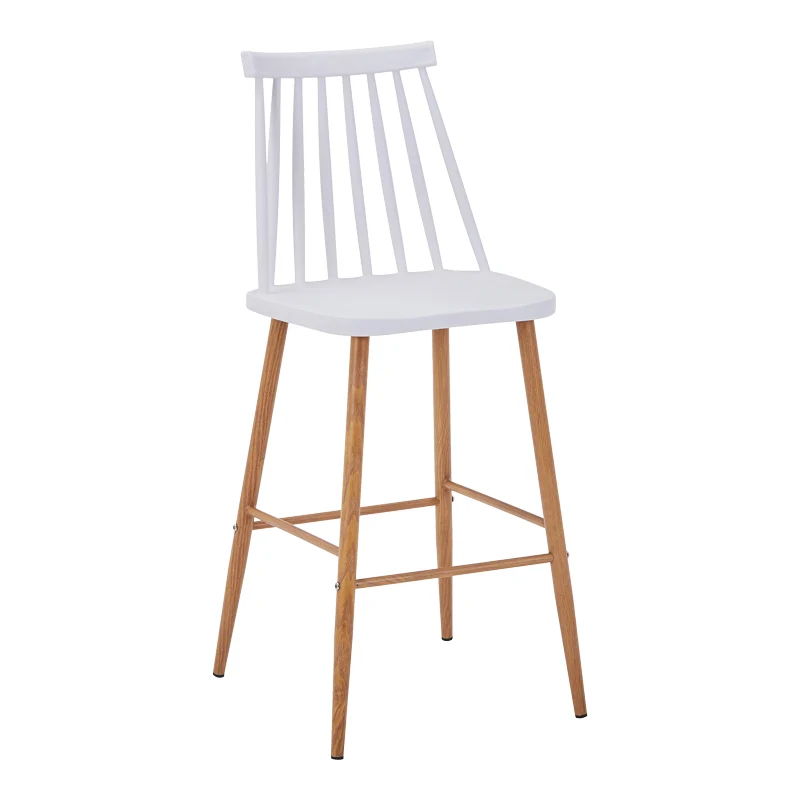 Бар стол AURORA pp в бял нюанс - естествен метален крак 42x47x99см