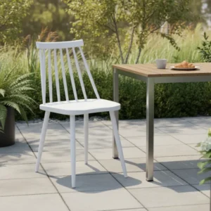 Стол AURORA pp в бял нюанс-бял метален крак 43x48x79см