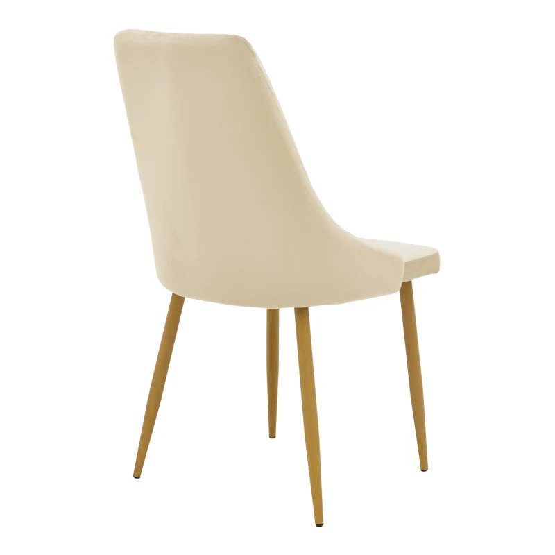 Стол AZORI кадифе бежов плат с естествен цвят метален крак 49x55x85см