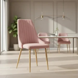 Стол AZORI кадифе гнила ябълка-естествен цвят метален крак 49x55x85см