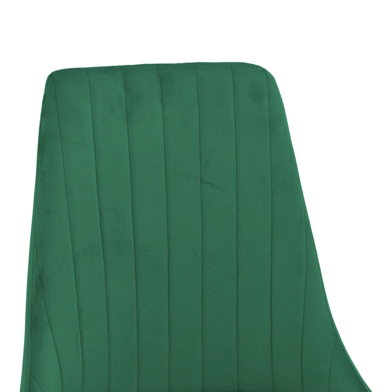 Стол AZORI от кадифе, зелен плат, с метален крак в естествен цвят, 49x55x85см