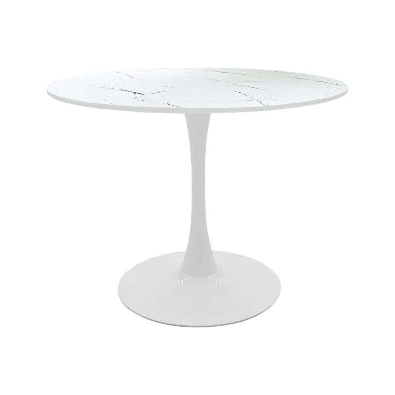 Mаса BALOU mdf в бяло с мраморна визия d80x76см