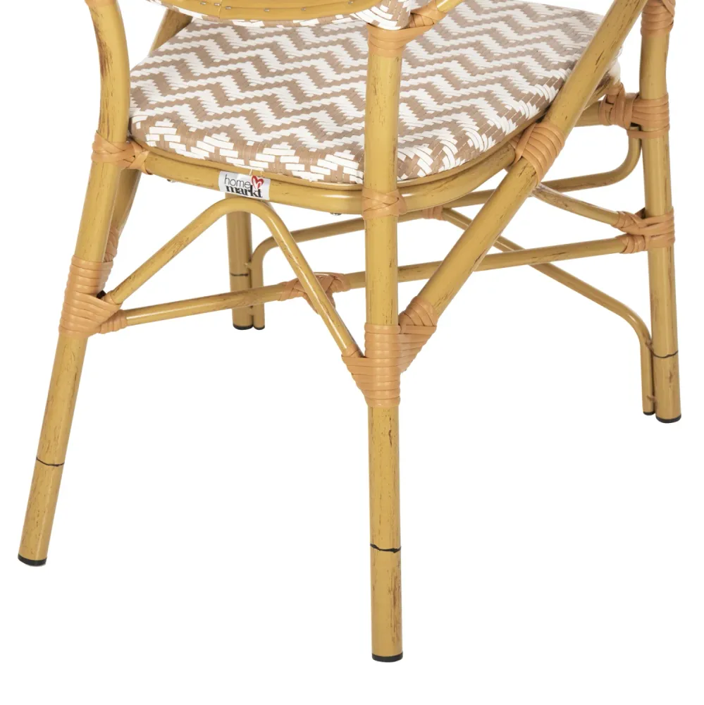 Алуминиево кресло BAMBO look натурал - бяло 55x58x95 см.