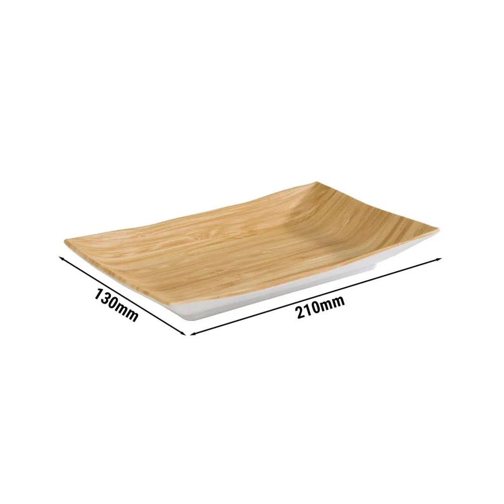 (6 бр.) Табла за сервиране - BAMBOO - Меламин - 210x130mm - Височина:30mm - Бежов/Бял