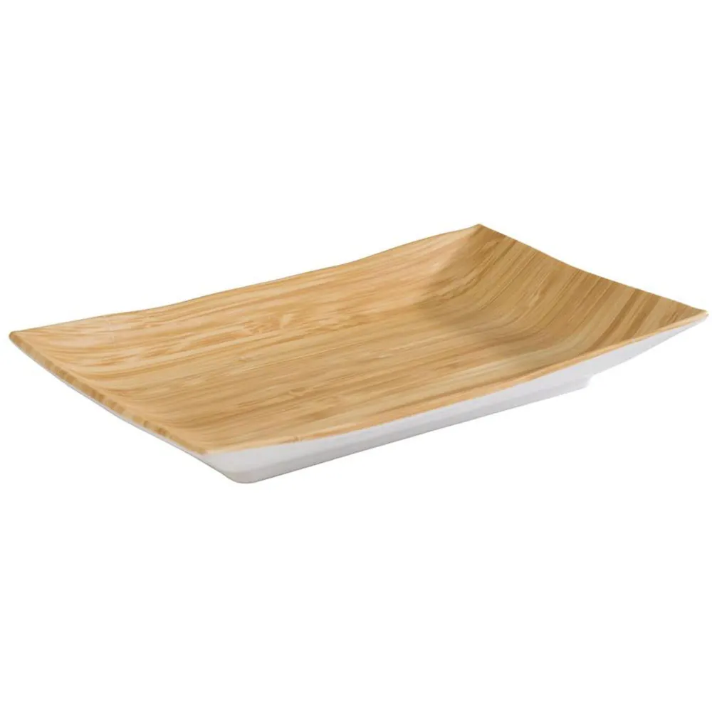 (6 бр.) Табла за сервиране - BAMBOO - Меламин - 210x130mm - Височина:30mm - Бежов/Бял