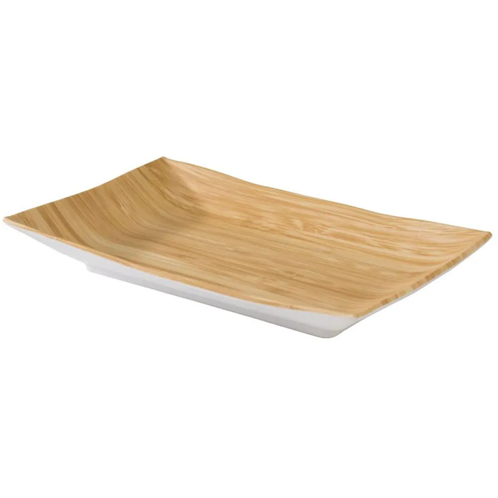 (6 бр.) Табла за сервиране - BAMBOO - Меламин - 210x130mm - Височина:30mm - Бежов/Бял