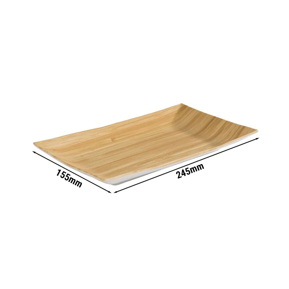 (6 бр.) Табла за сервиране - BAMBOO - Меламин - 245x155mm - Височина:30mm - Бежов/Бял