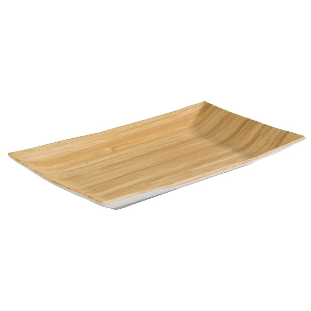 (6 бр.) Табла за сервиране - BAMBOO - Меламин - 245x155mm - Височина:30mm - Бежов/Бял