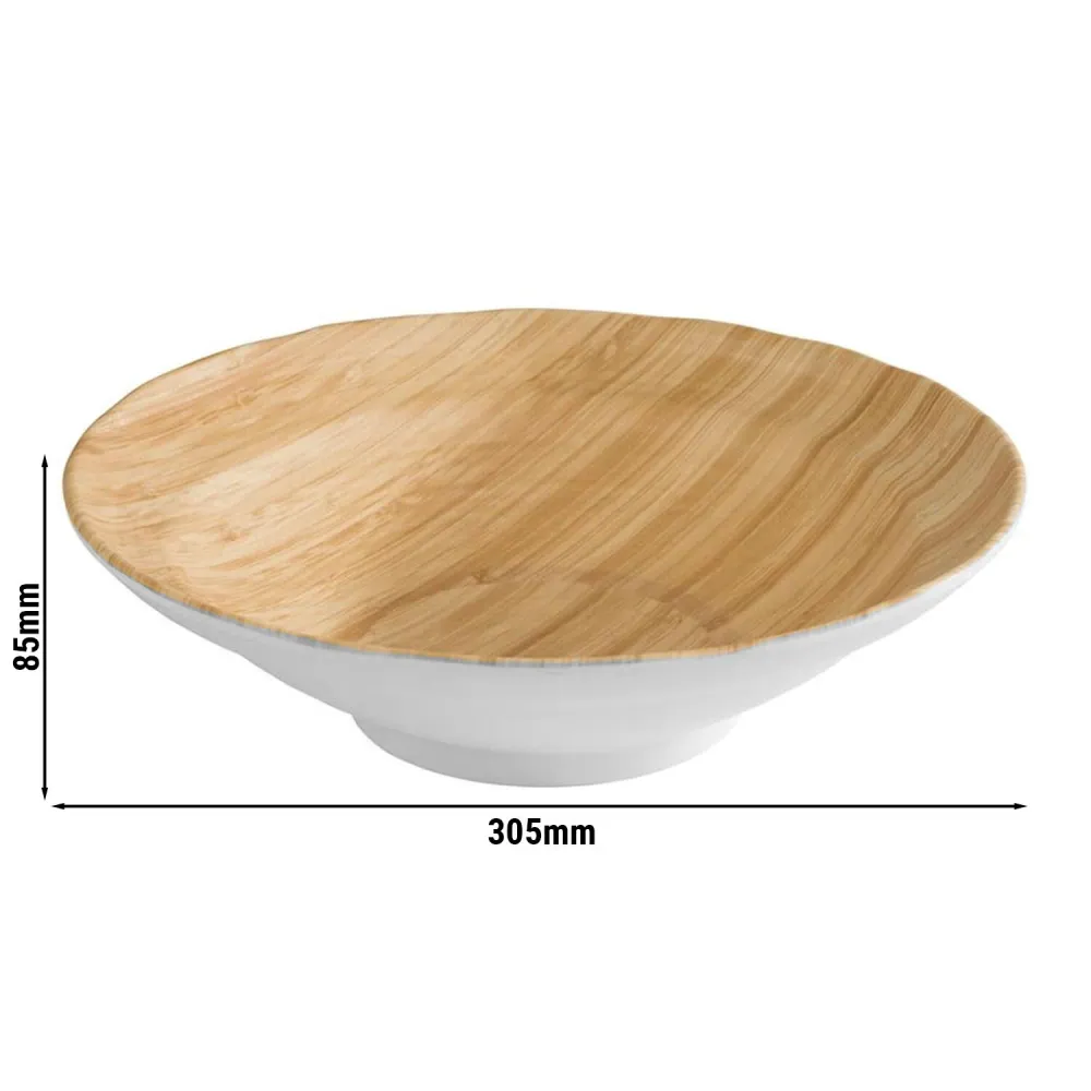 (6 бр.) Купа - BAMBOO - Меламин - 2L - Ø 305mm - Дълбочина: 85mm - Бяло/Бежово