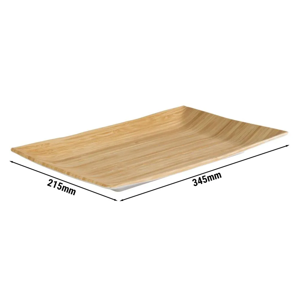 (6 бр.) Табла за сервиране - BAMBOO - Меламин - 345x215mm - Височина: 30mm - Бежов/Бял