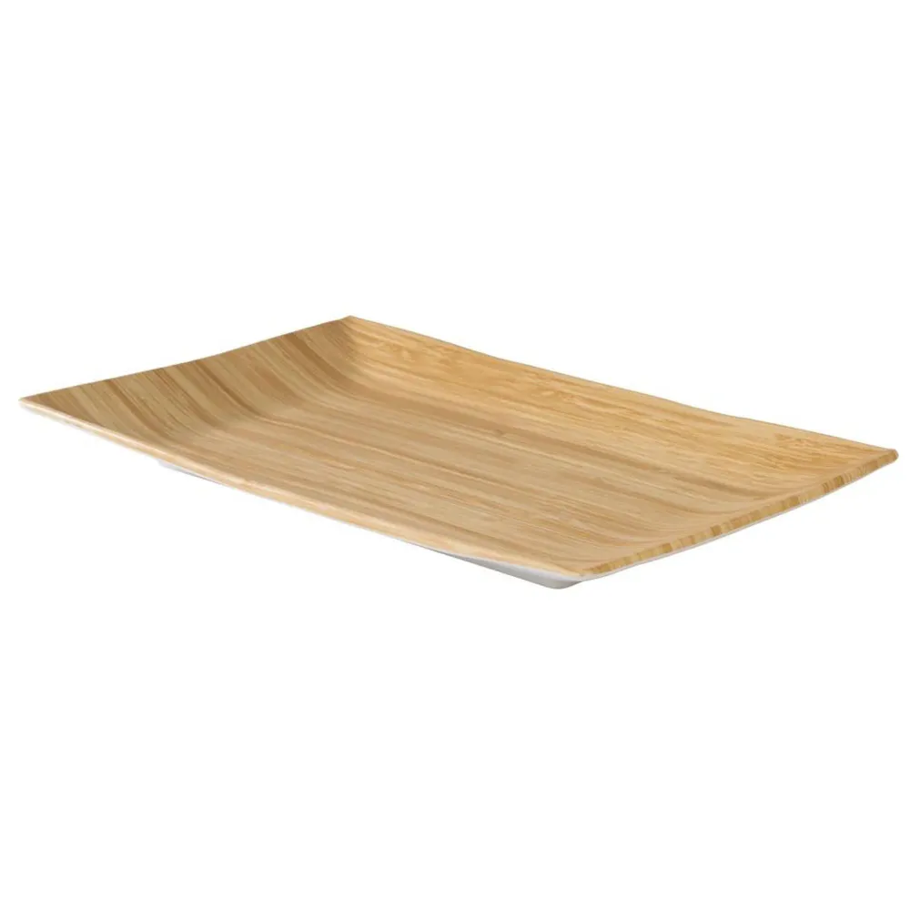 (6 бр.) Табла за сервиране - BAMBOO - Меламин - 345x215mm - Височина: 30mm - Бежов/Бял