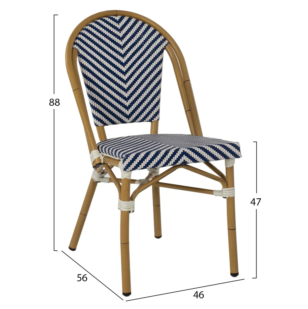 Стол BAMBOO цвят син-бял 46x56x88