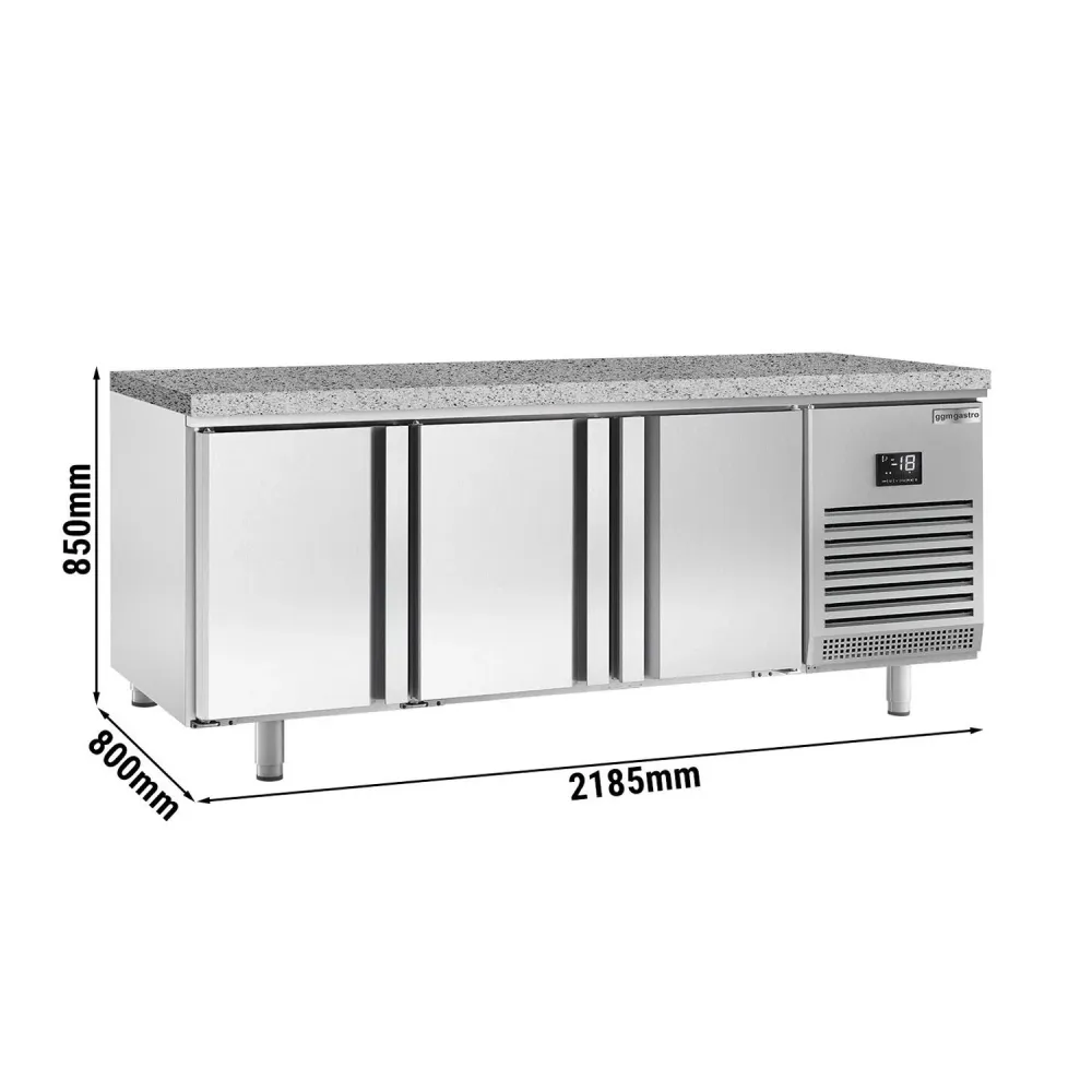 Професионална фризерна маса Bäckereitiefkühltisch PREMIUM PLUS - 2185x800mm - с 3 врати - за тави 600x400мм (EN) - вентили...