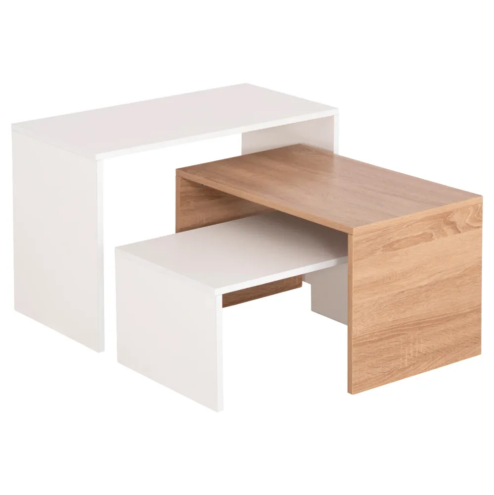 Комплект масички за кафе BENTIL 3 бр сонома-бял цвят 65x35x45см