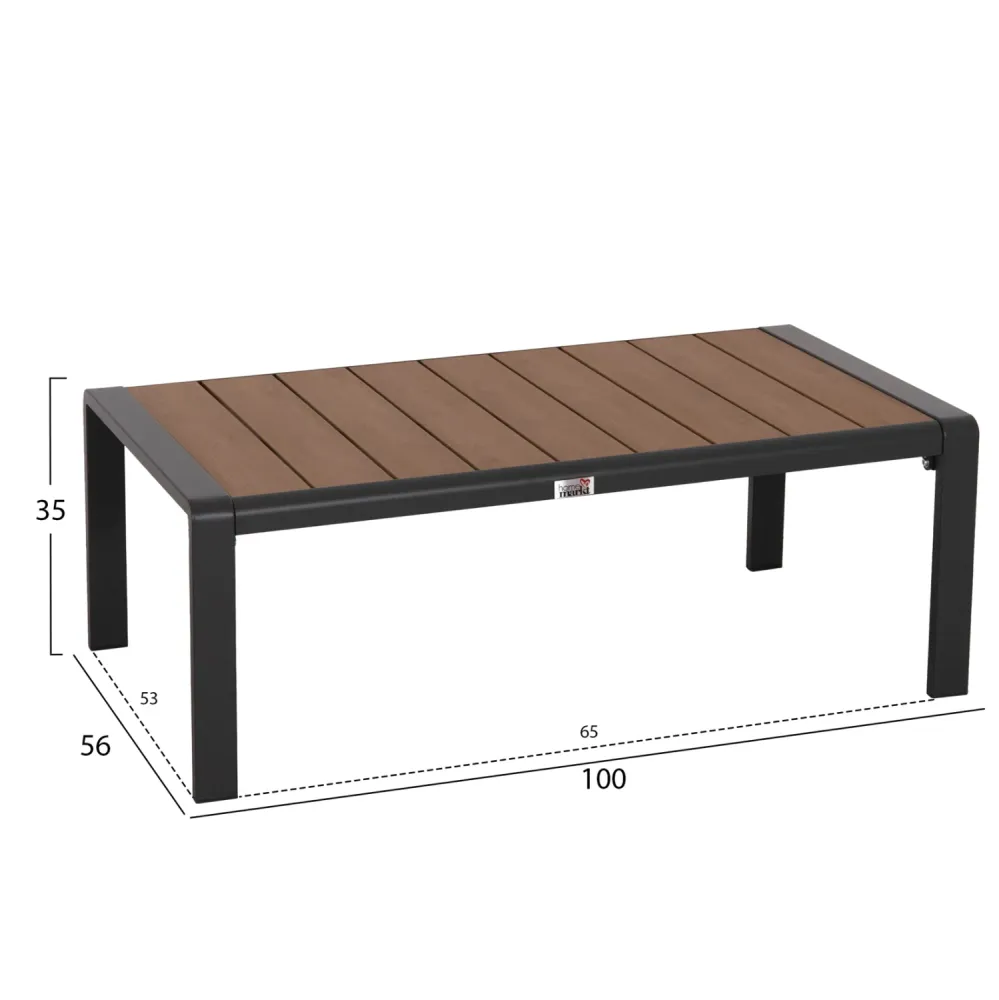 Масичка BENTRY цвят антрацит-натурал 100x56x35