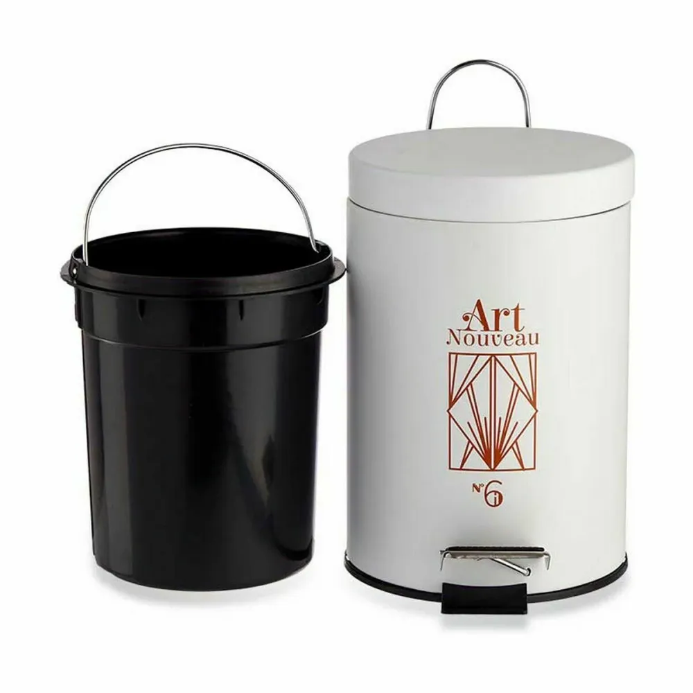 Кошче с педал Berilo Art Nouveau Бял Бронз Стомана Пластмаса 3 L (6 броя)