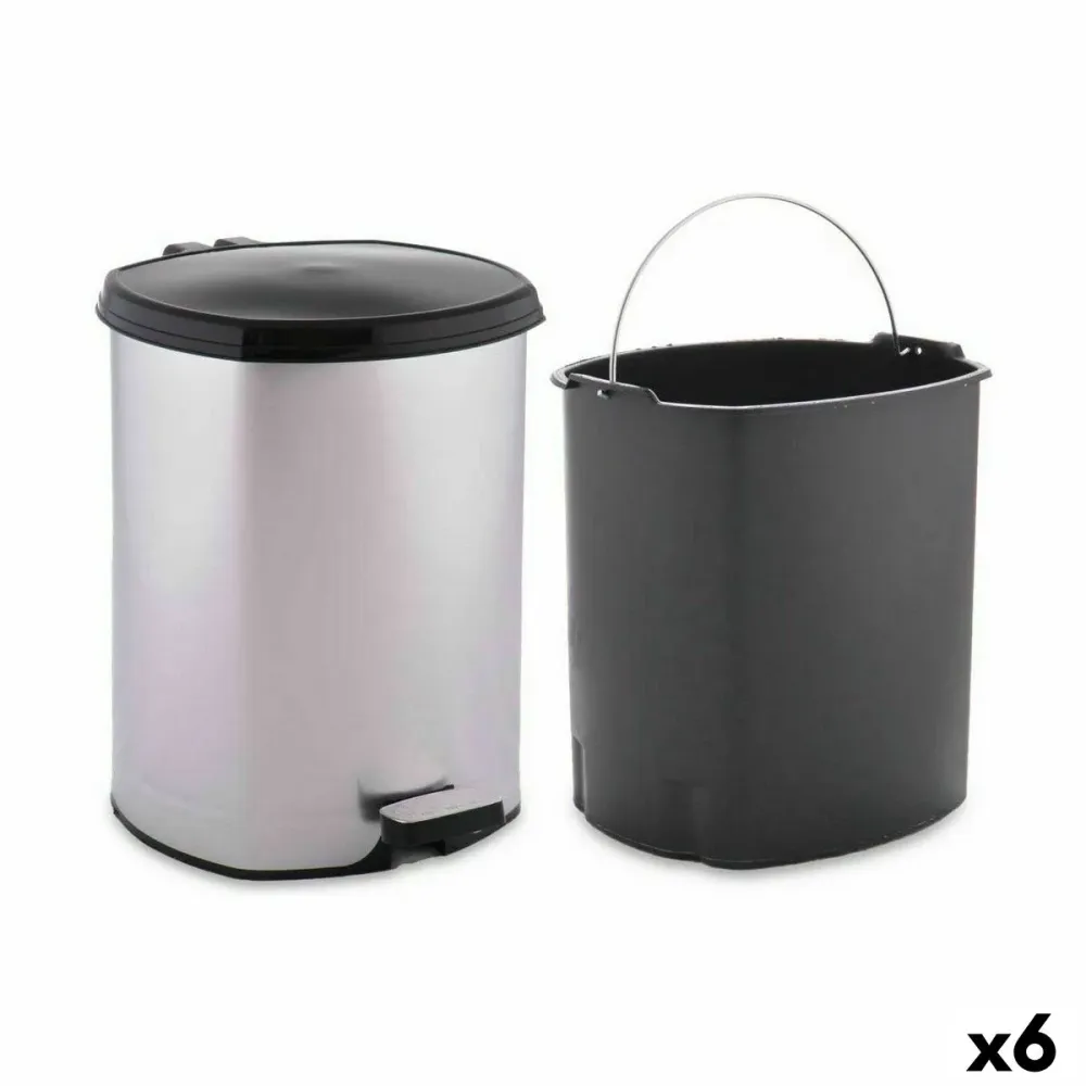 Кошче с педал Berilo D004-1 Сребрист Пластмаса 6 L (6 броя)