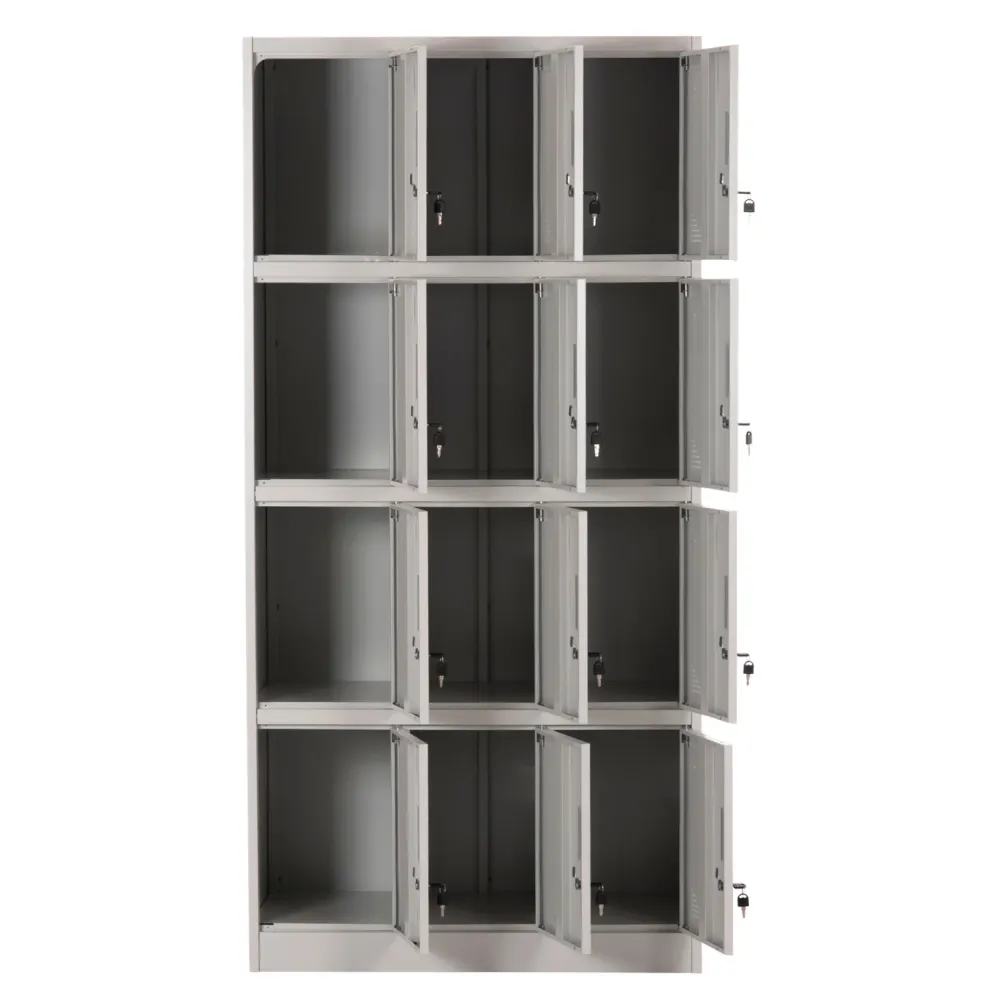 Метално шкафче Bexley с 12 заключващи се шкафа с ключ, сиво, 90x45x185 см