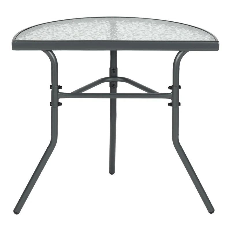 Полукръгла маса Bion стъкло-метална в тъмносив цвят 70x40x65см