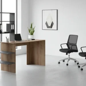 Работно бюро Bivoro с рафт в дъб-сив нюанс 146x55x129см