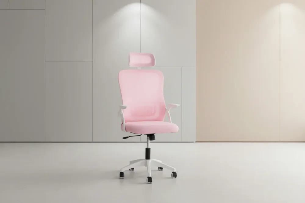Офис стол BLAZER - Розово-бял, найлонова рамка 60.5x47x85.5см
