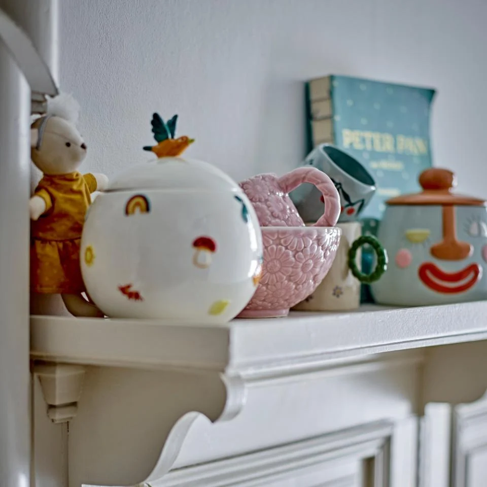 Bloomingville MINI контейнер Agnes с капак от каменна керамика, бял