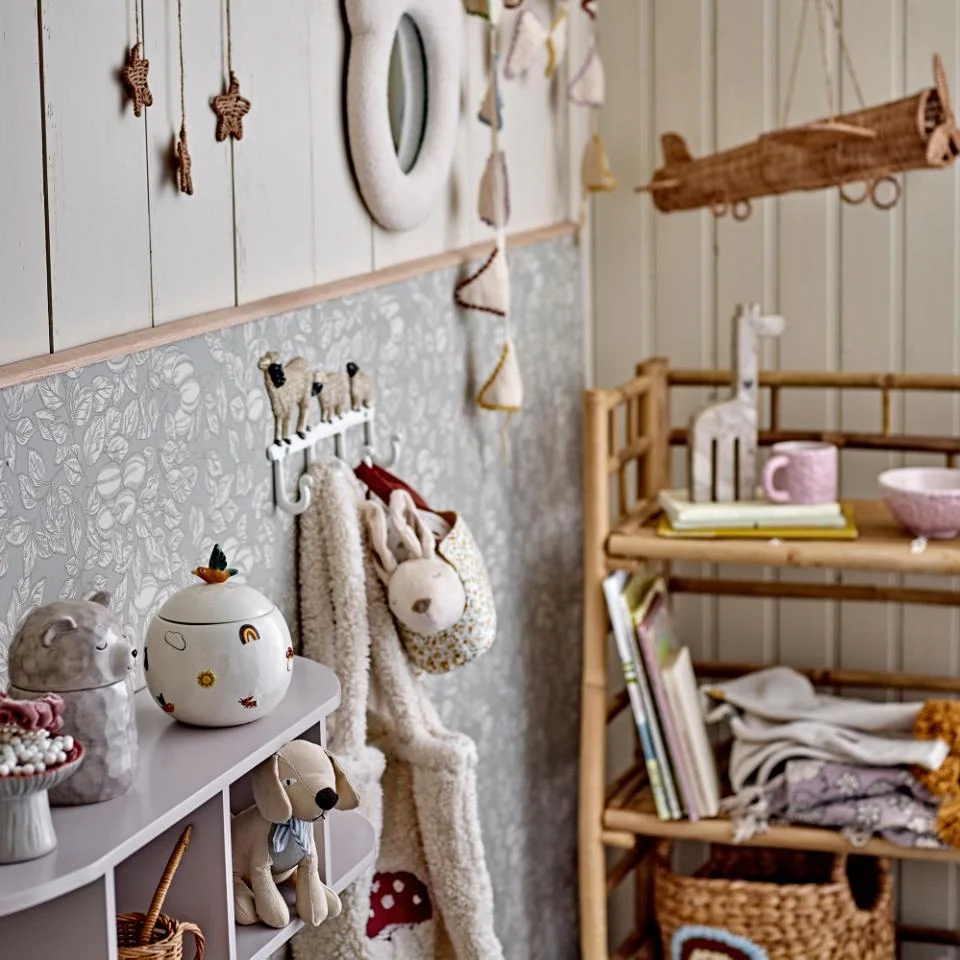 Bloomingville MINI контейнер Agnes с капак от каменна керамика, бял