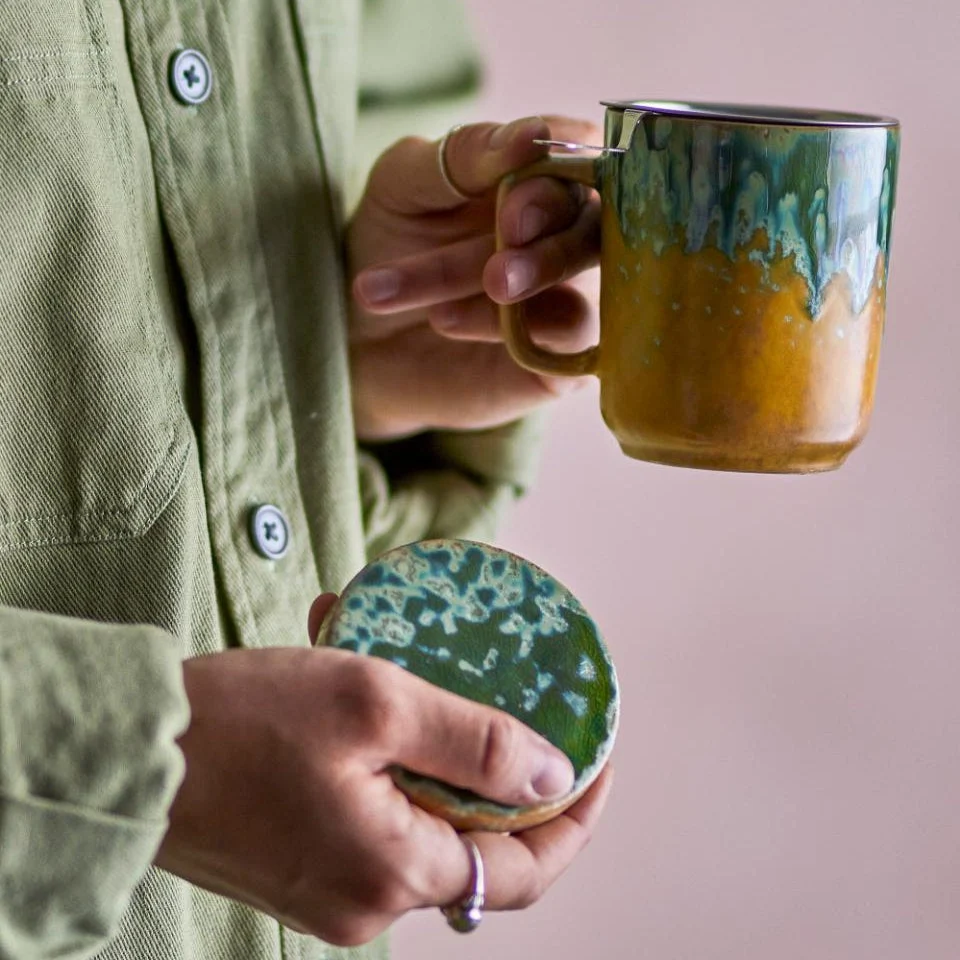 Bloomingville Чаена чаша Жълт Stoneware