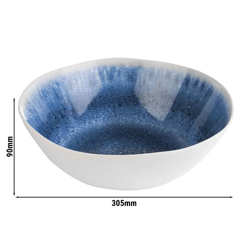 (6 бр.) Купа - BLUE OCEAN - Меламин - 3L - Ø 305mm - Дълбочина: 90mm - Бяло/Синьо